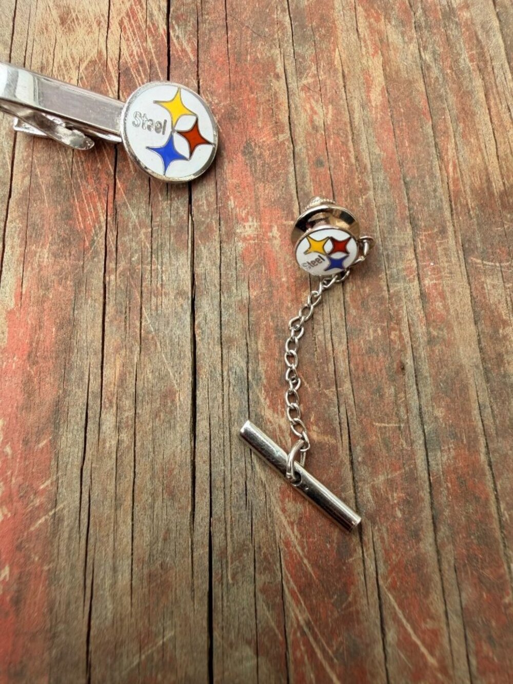 Steelers-Themed Tie Clip & Chain Cufflink Set